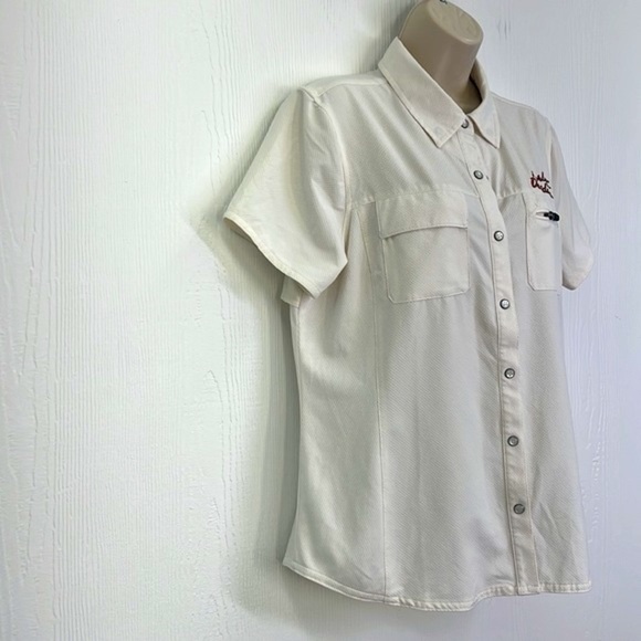 Harley Davidson - Ivory Performance Fast Dry Vented Woven Button Up Shirt Size L - Picture 3 of 13